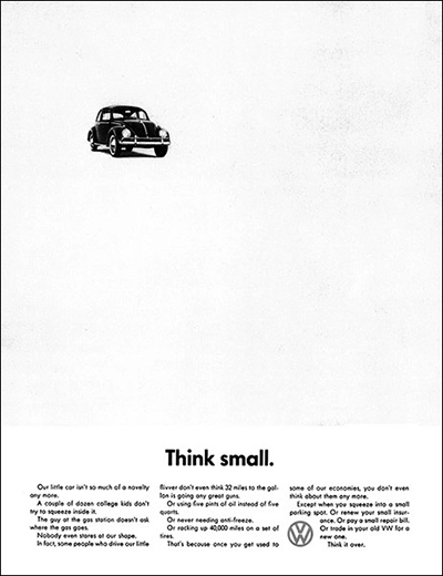 Image : think small, Volkswagen Coccinelle